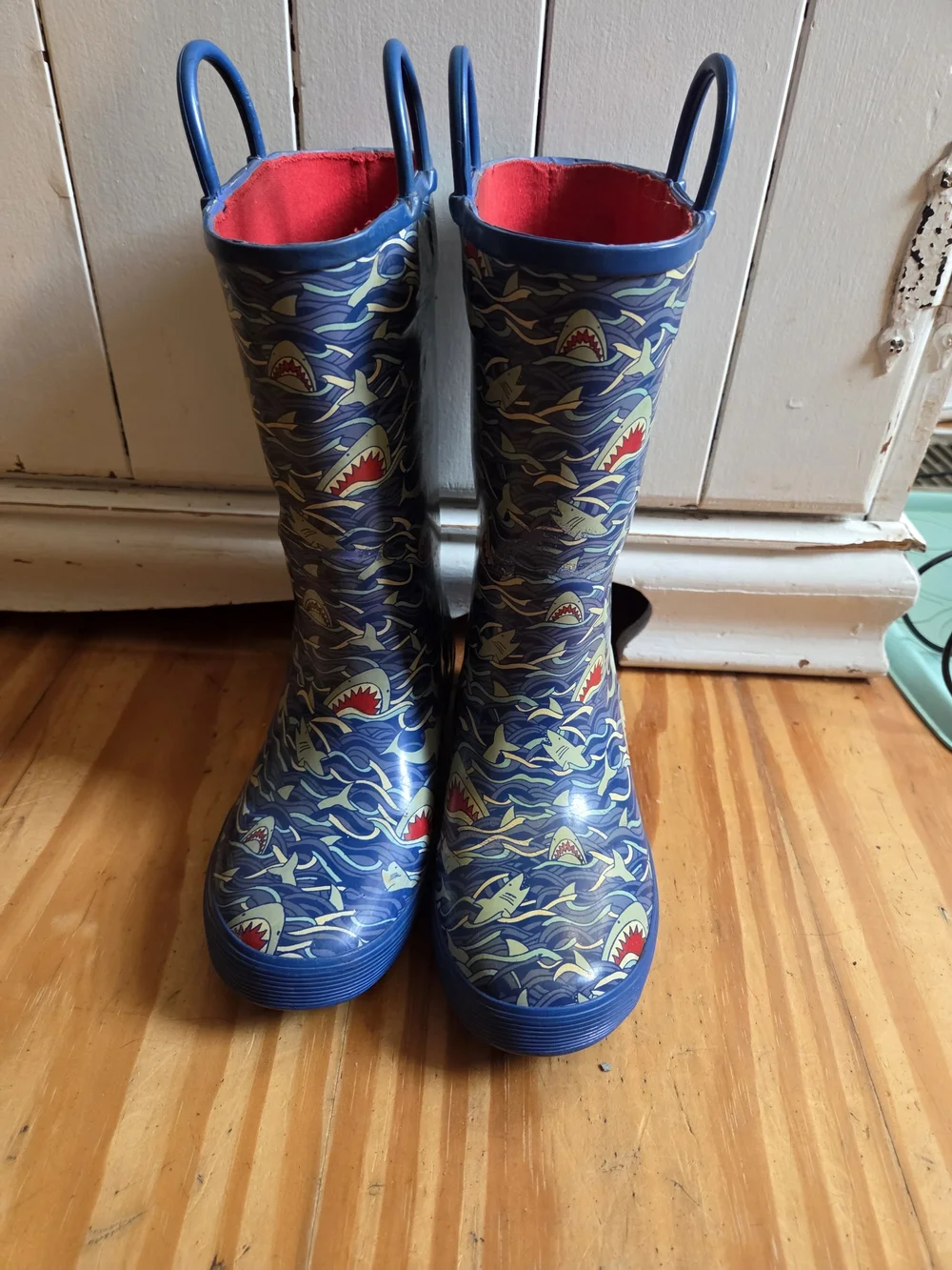 L.L. Bean Kids' Blue Shark Print Rain Boots